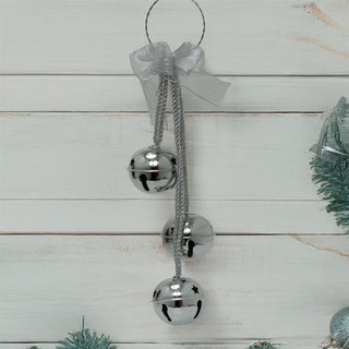 Extra Large Silver Christmas Jingle Bells Door Hanger | Hanging Bell Garland