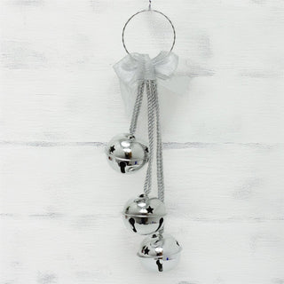 Extra Large Silver Christmas Jingle Bells Door Hanger | Hanging Bell Garland