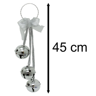 Extra Large Silver Christmas Jingle Bells Door Hanger | Hanging Bell Garland
