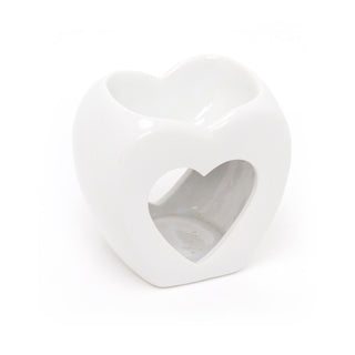 White Heart Shaped Ceramic Wax Melt Burner Fragrance Oil Burner | Essential Oil Diffuser Tealight Candle Holder | Aroma Lamp Candle Diffuser