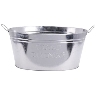 Large Oval Metal Drinks Pail | Party Ice Bucket Cooler With Handles - 20L