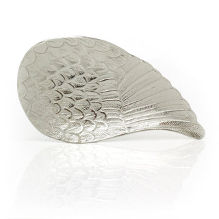 Exquisite Silver Aluminium Angel Wing Display Dish | Feather Trinket Vanity Tray