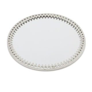 10cm Decorative Mirror Glass Display Plate | Mirrored Candle Tray | Silver Glass Coaster - Round