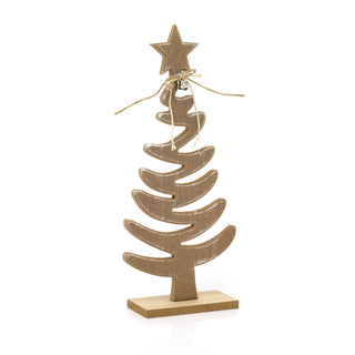 Rustic Wooden Christmas Tree On Stand | Handcrafted Xmas Tree Ornament - 30cm