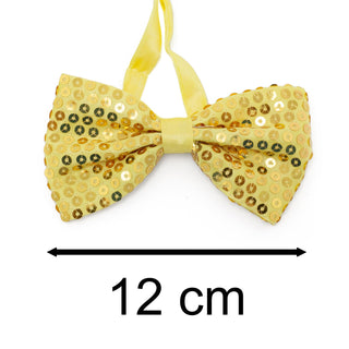 Adults Novelty Sequin Adjustable Pre-tied Bowtie | Gold Bow Tie Sparkly Dickie Bow Unisex Sequin Necktie | Fancy-dress Party Costume Accessory