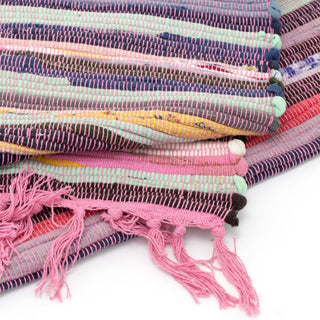 Chindi Rug Braided Rainbow Rug | Multi Colour Area Rug Cotton Rag Rug - 70x140cm