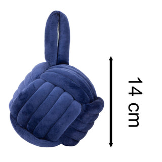 Navy Blue Fabric Nautical Knot Doorstop | Coastal Monkey's Fist Door Stop - 14cm