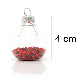 4 Piece Glitter Bauble Christmas Place Card Holders Packs | Table Name Card Holders Table Number Holders | Bauble Shaped Table Name Cards - Red