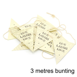 3m Live Laugh Love Party Bunting | 12 Pennant Paper Bunting Wedding Bunting Banner Party Decoration | Indoor Flag Bunting Banner