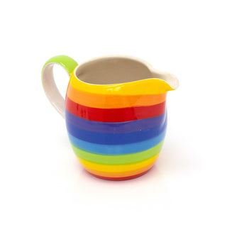 200ml Hand Painted Rainbow Stripe Ceramic Milk Jug Creamer Jug | Mini Milk Jug Multicoloured Cream Jug | Small Sauce Jug Individual Serving Jug