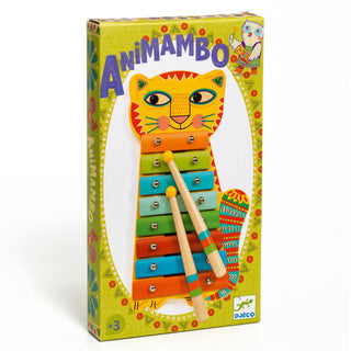 Djeco DJ06002 Animambo Rainbow Cat Xylophone Musical Toy with Song Sheets