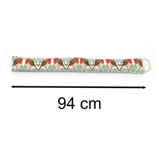 94cm Christmas Robin And Holly Fabric Draught Excluder For Doors | Winter Draft Excluder Door Cushion | Festive Holly & Ivy Draft Insulator Door Draught Cushion