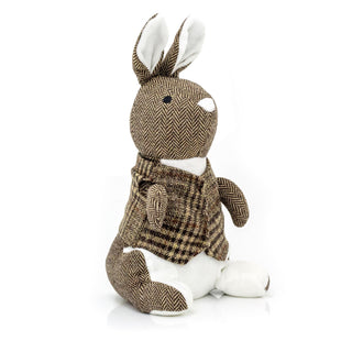 Herringbone Rabbit Door Stop Novelty Fabric Animal Doorstop Hare Door Stopper - Brown