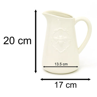 Cream Ceramic Embossed Bumble Bee Serving Jug | Honey Bee Water Jug Glazed Milk Jug Pitcher | Country Kitchen Jugs Porcelain Flower Vase Jug For Flowers