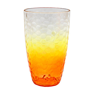 Large Orange Ombre Embossed Plastic Tumbler | Reusable Picnic Drinking Glass