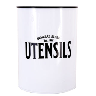 17cm White Kitchen Cutlery Holder Pot | Kitchen Utensil Drying Rack Cutlery Caddy Case | Multi-Purpose Organiser For Silverware