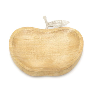 Mango Wood Apple Shaped Decorative Tray | Ornamental Storage Display Tray | Trinket Tray Display Plate