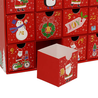 Advent Calendar with Drawers, Red 24 Drawer Fill Your Own Christmas Calendar