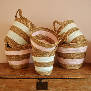 Set Of 3 Gorgeous Festival Vibe Storage Basket With Handles