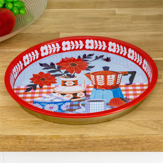 Printer Johnson - Kitchen Deep Well Tin Tray | Round Kitchen Serving Tray - 30cm