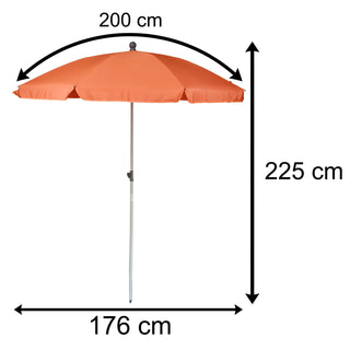 Terracotta Garden Parasol Beach Umbrella Sun Shade | Protective Tilting Beach Parasol | Holiday Travel Beach Umbrella
