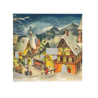 Winter Village Christmas Advent Calendar, 69cm Vintage Style Panorama