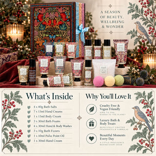 William Morris Advent Calendar 2026, 24 Bath & Body Treats, Oak & Willow