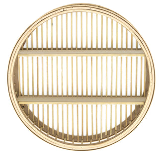Round Wall Mounted Rattan Floating Shelf Storage Unit | 2 Tier Wooden Floating Shelves | Double Shelf Circle Display Rack Organiser - 45cm