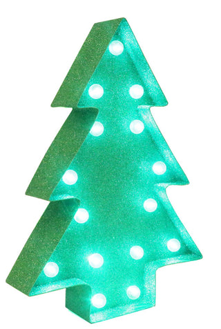 North Pole Express Delivery Green Glitter Light Up LED Christmas Tree Decoration