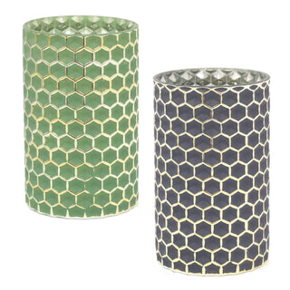 Art Deco Style Geometric Vase Coloured Glass Vases | Cylinder Vase Flower Vase Glass Decorative Vase | Beehive Honeycomb Glass Flower Vase