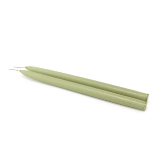 Pair of Tapered Dinner Candles | 2 Traditional Hand-dipped Taper Candles 30cm - Green