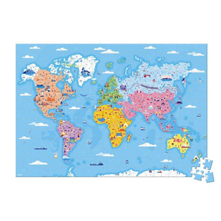 Janod Curiosities Of The World Puzzle | 350 Pc 3D World Map Educational Jigsaw