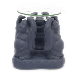 Stoneware Buddha Statue Essential Oil Fragrance Burner | Oil Burner Tealight Candle Holder | Wax Melt Aromatherapy Lamp - Colour Varies One Supplied