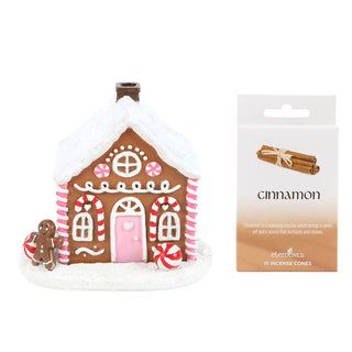 Pink Gingerbread House Incense Burner | Christmas Ornament with Cinnamon Cones