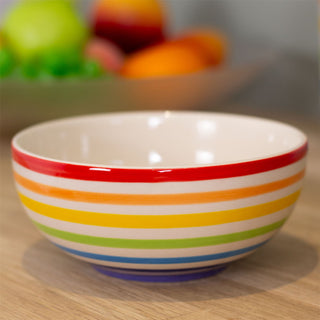 Hand-painted Rainbow Bowl | Round Ceramic Kitchen Cereal Bowl Serving Bowl