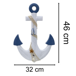 Nautical Wooden Wall Mounted Anchor | Rustic Anchor Ornament Hanging Decoration