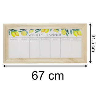 Lemon Design Large Whiteboard Family Planner Weekly Planner | Family Schedule Organiser Memo Board | Wooden Framed Weekly Meal Planner Shopping List - 67cm