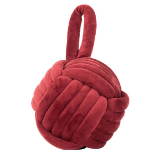 Red Fabric Nautical Knot Doorstop | Coastal Monkey's Fist Door Stop - 14cm