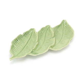 Beautiful Ceramic Triple Leaf Trinket Tray | Botanical Jewellery Storage Display Plate | Decorative Plate - 37cm