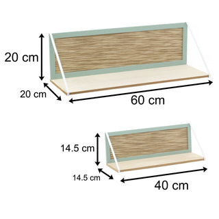 Set Of 2 Wooden Floating Display Shelves | Pack Of 2 Wood Shelf Storage Racks | Modern Shelving Sets