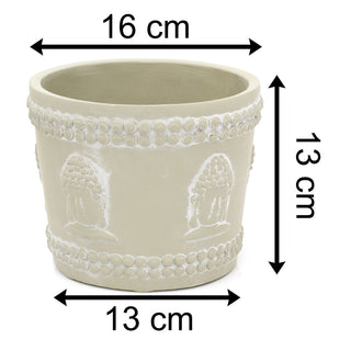13cm Grey Stone Buddha Planter Garden Plant Pot | Indoor Outdoor Buddha Head Cachepot | Zen Garden Flower Pot