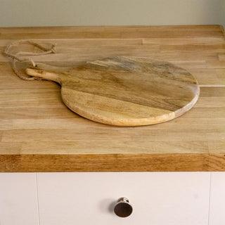 40Cm X 30Cm Round Wooden Chopping Board With Handle