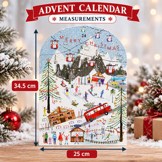 Ski Christmas Advent Calendar with 24 Doors and Glitter Details
