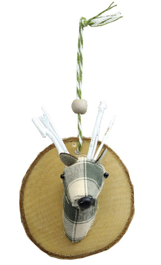 Fabric Deer Stag Head Plaque Christmas Tree Hanging Decoration - Design may vary