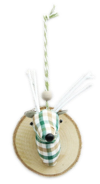 Fabric Deer Stag Head Plaque Christmas Tree Hanging Decoration - Design may vary
