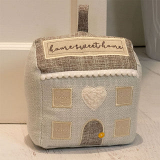 Fabric House Door Stop | Home Sweet Home Embroidered Cottage Doorstop - 16cm