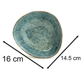 Blue Reactive Glaze Trinket Dish | Ceramic Vanity Bowl Decorative Display Bowl