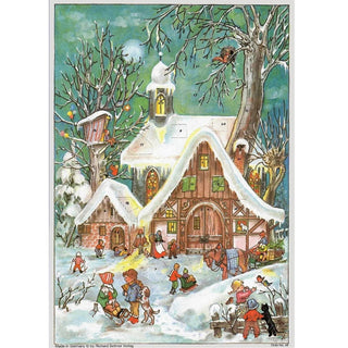 Winter Fun Christmas Advent Calendar, A4 Illustrated Snowy Village Scene