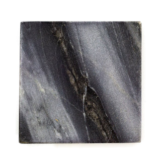 Set Of 4 Black Marble Coasters | 4 Piece Square Natural Stone Marble Coaster Set