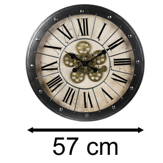 Industrial Working Gear Metal Wall Clock | Large Steampunk Vintage Wall Clock